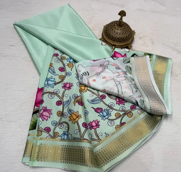 Pista_Green_Semi_Crepe_Printed_Mysore_Silk_Aarshini_Saree_For_Women